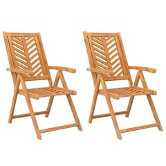 2- jų atlošiamų sodo kėdžių komplektas vidaXL , rudas kaina ir informacija | Lauko kėdės, foteliai, pufai | pigu.lt