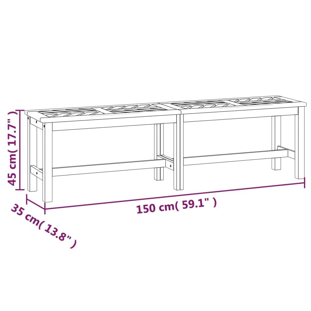 Sodo suoliukas vidaXL 150cm, rudas kaina ir informacija | Lauko suolai | pigu.lt