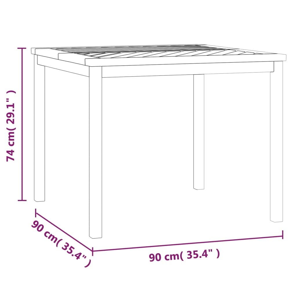 vidaXL Sodo valgomojo stalas, 90x90x74cm, akacijos medienos masyvas kaina ir informacija | Lauko stalai, staliukai | pigu.lt