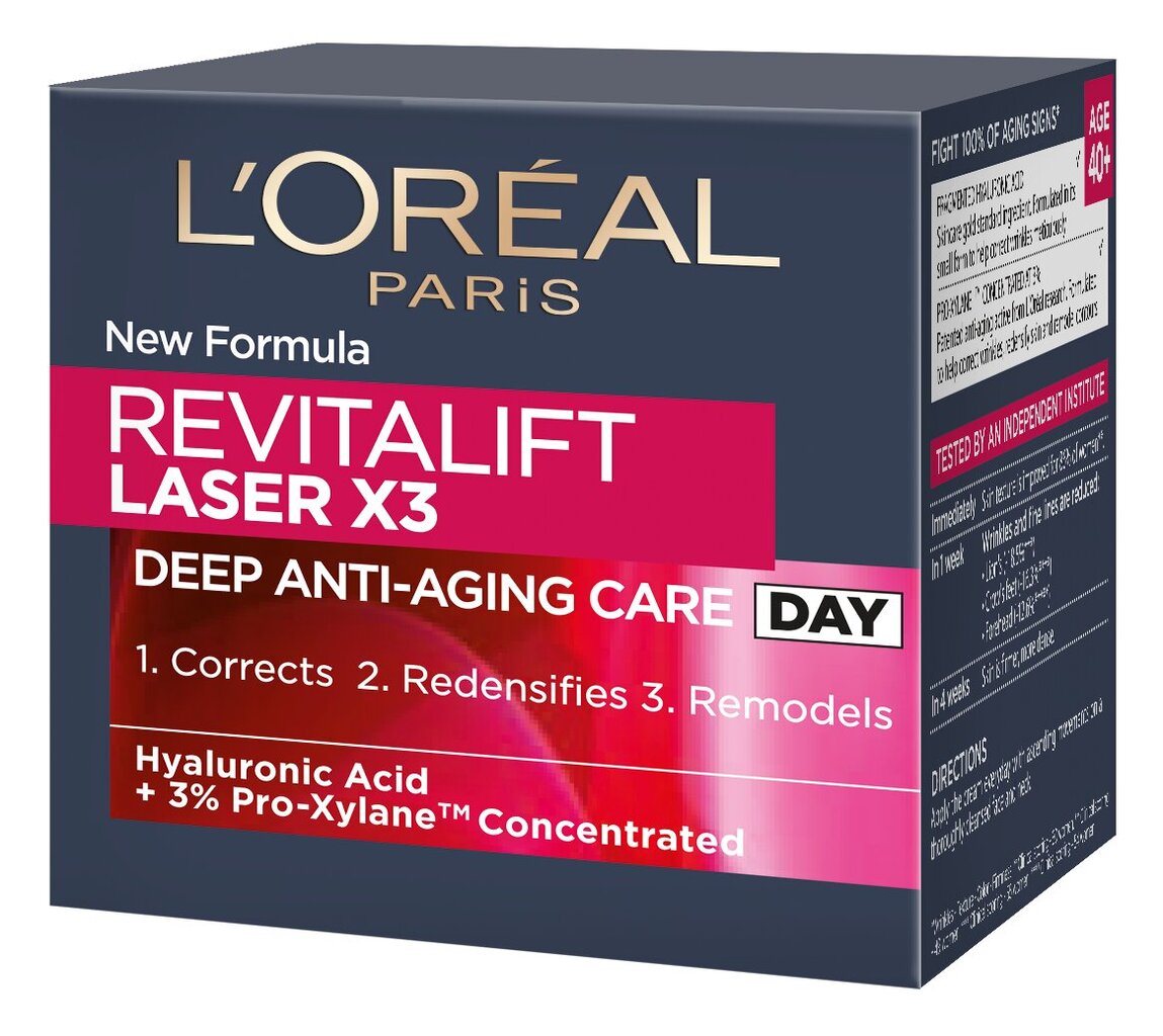 Dieninis veido kremas L'Oreal Paris Revitalift Laser X3, 50 ml kaina ir informacija | Veido kremai | pigu.lt