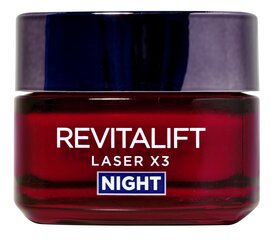 Naktinis kremas brandžiai odai L'Oreal Paris Revitalift Laser X3 Night, 50 ml kaina ir informacija | Veido kremai | pigu.lt