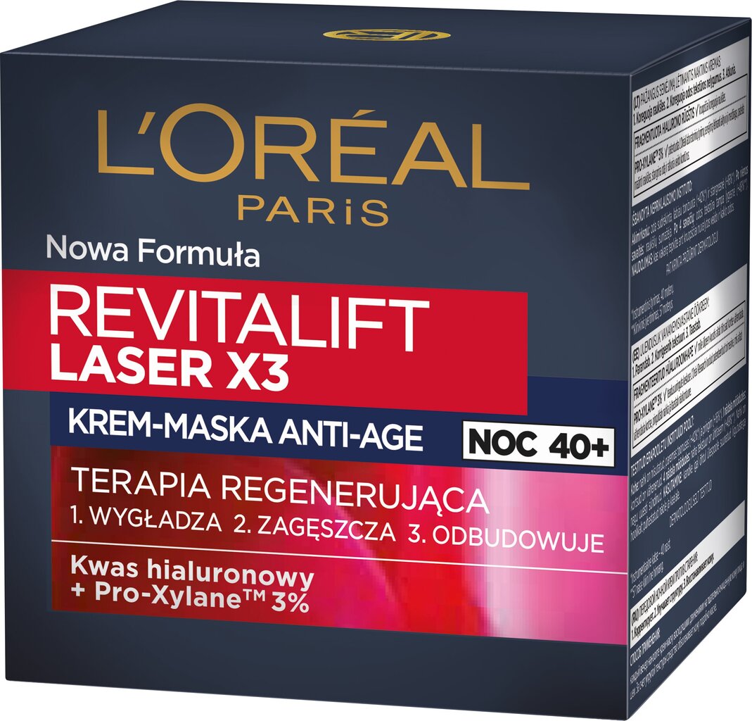 Naktinis kremas brandžiai odai L'Oreal Paris Revitalift Laser X3 Night, 50 ml kaina ir informacija | Veido kremai | pigu.lt