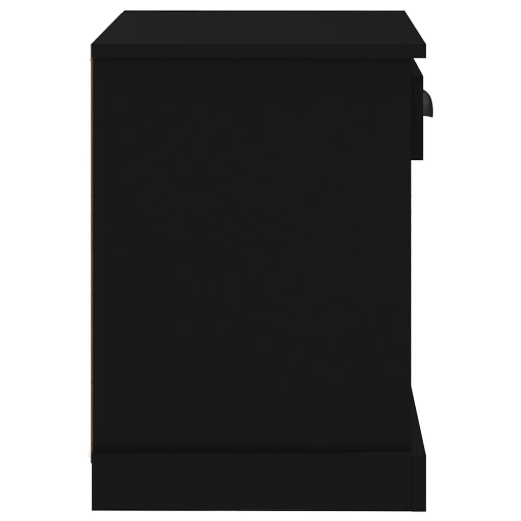 Naktinė spintelė vidaXL, juoda kaina ir informacija | Spintelės prie lovos | pigu.lt