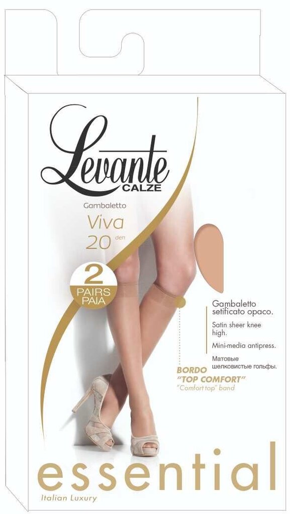 Puskojinės moterims Levante Viva visone, smėlio spalvos, 20 DEN, 2 poros kaina ir informacija | Moteriškos kojinės | pigu.lt