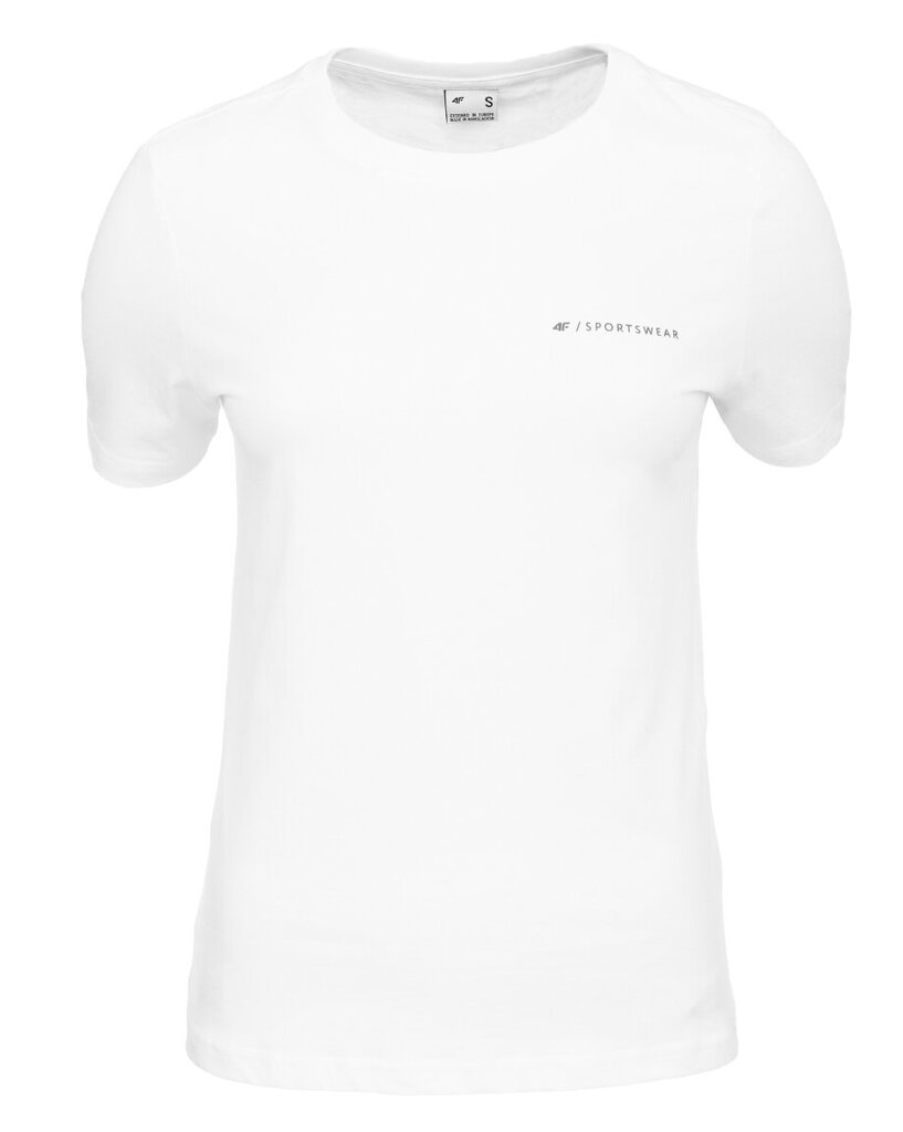 Marškinėliai moterims 4F H4Z22 TSD025 10S, balti kaina ir informacija | Marškinėliai moterims | pigu.lt
