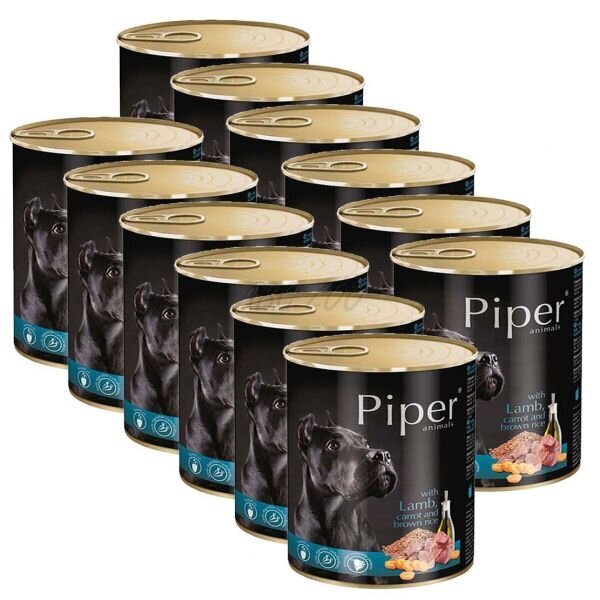 Piper šunims su ėriena, morkomis ir ryžiais, 12x800 g kaina ir informacija | Konservai šunims | pigu.lt