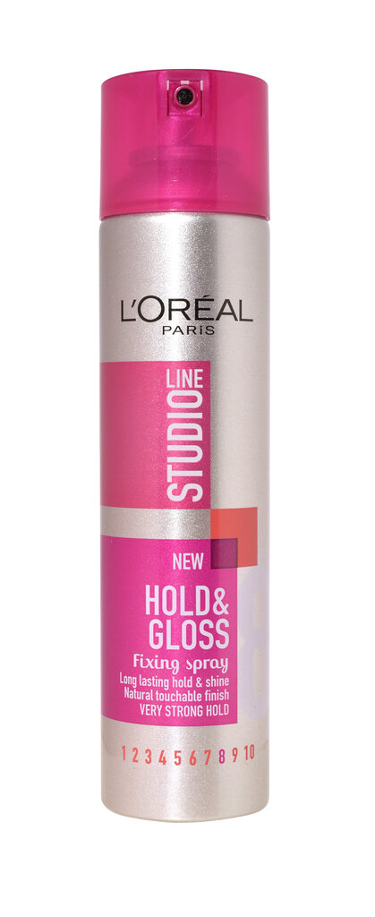 Šilko švelnumo suteikiantis plaukų lakas L'Oreal Paris Studio Line Hold & Gloss 250 ml kaina ir informacija | Plaukų formavimo priemonės | pigu.lt