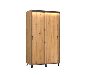 Spinta su LED apšvietimu ADRK Furniture Bergamo, 200 cm, ruda kaina ir informacija | Spintos | pigu.lt