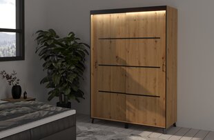 Шкаф с LED освещением ADRK Furniture Berke, 150 см, коричневый цена и информация | Шкафы | pigu.lt