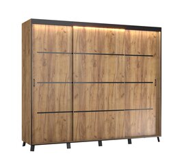 Шкаф с LED освещением ADRK Furniture Berke, 250 см, коричневый цена и информация | Шкафы | pigu.lt