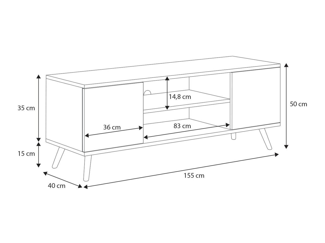 TV staliukas ADRK Furniture Petra, baltas kaina ir informacija | TV staliukai | pigu.lt