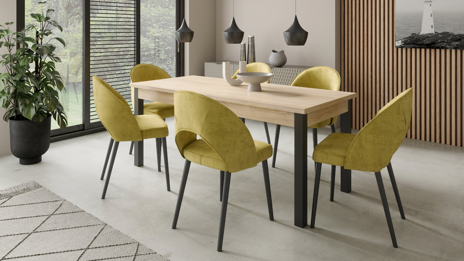 Virtuvės baldų komplektas ADRK Furniture 82 Rodos, žalias/rudas kaina ir informacija | Valgomojo komplektai | pigu.lt
