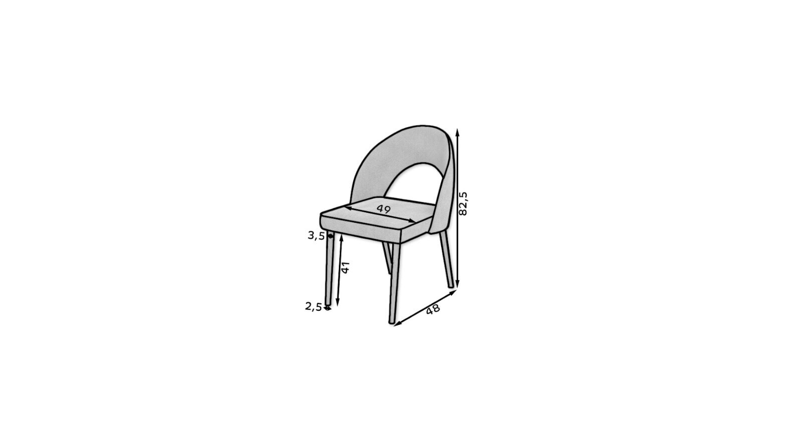 Kėdė ADRK Furniture 82 Rodos, pilka kaina ir informacija | Virtuvės ir valgomojo kėdės | pigu.lt