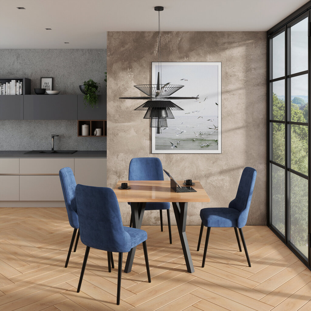 Virtuvės baldų komplektas ADRK Furniture 83 Rodos, mėlynas/rudas kaina ir informacija | Valgomojo komplektai | pigu.lt