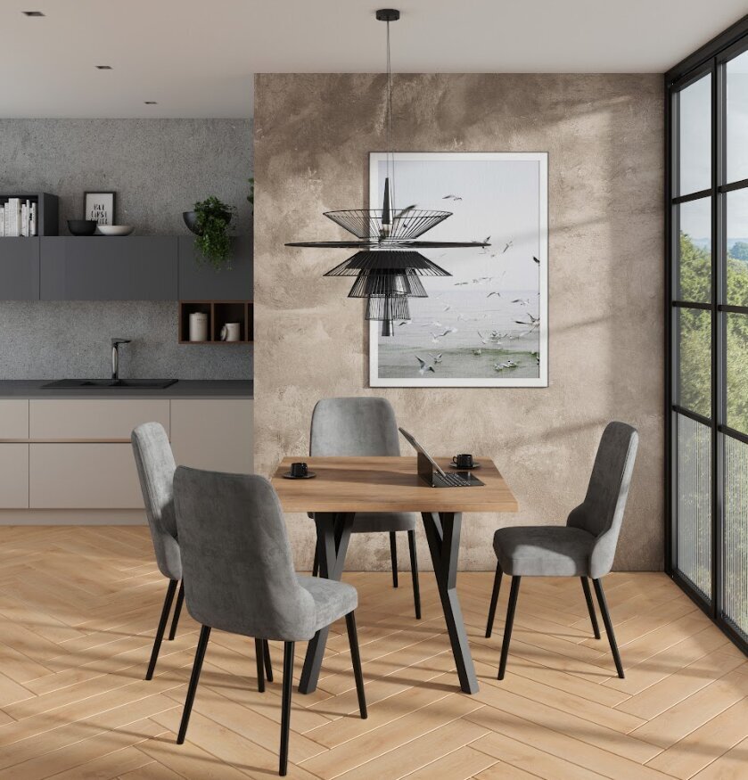 Virtuvės baldų komplektas ADRK Furniture 83 Rodos, pilkas/rudas kaina ir informacija | Valgomojo komplektai | pigu.lt