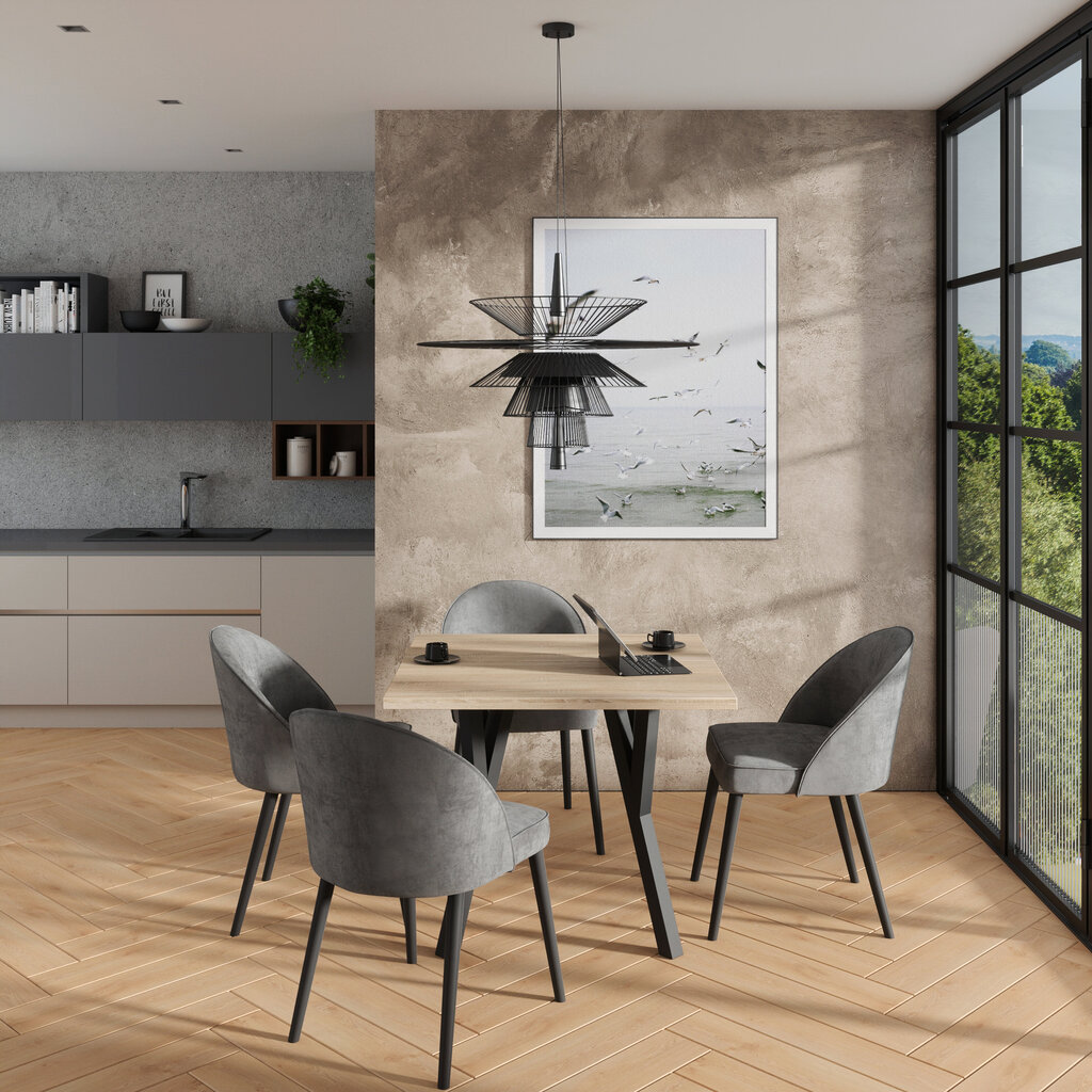 Virtuvės baldų komplektas ADRK Furniture 84 Rodos, pilkas/rudas kaina ir informacija | Valgomojo komplektai | pigu.lt