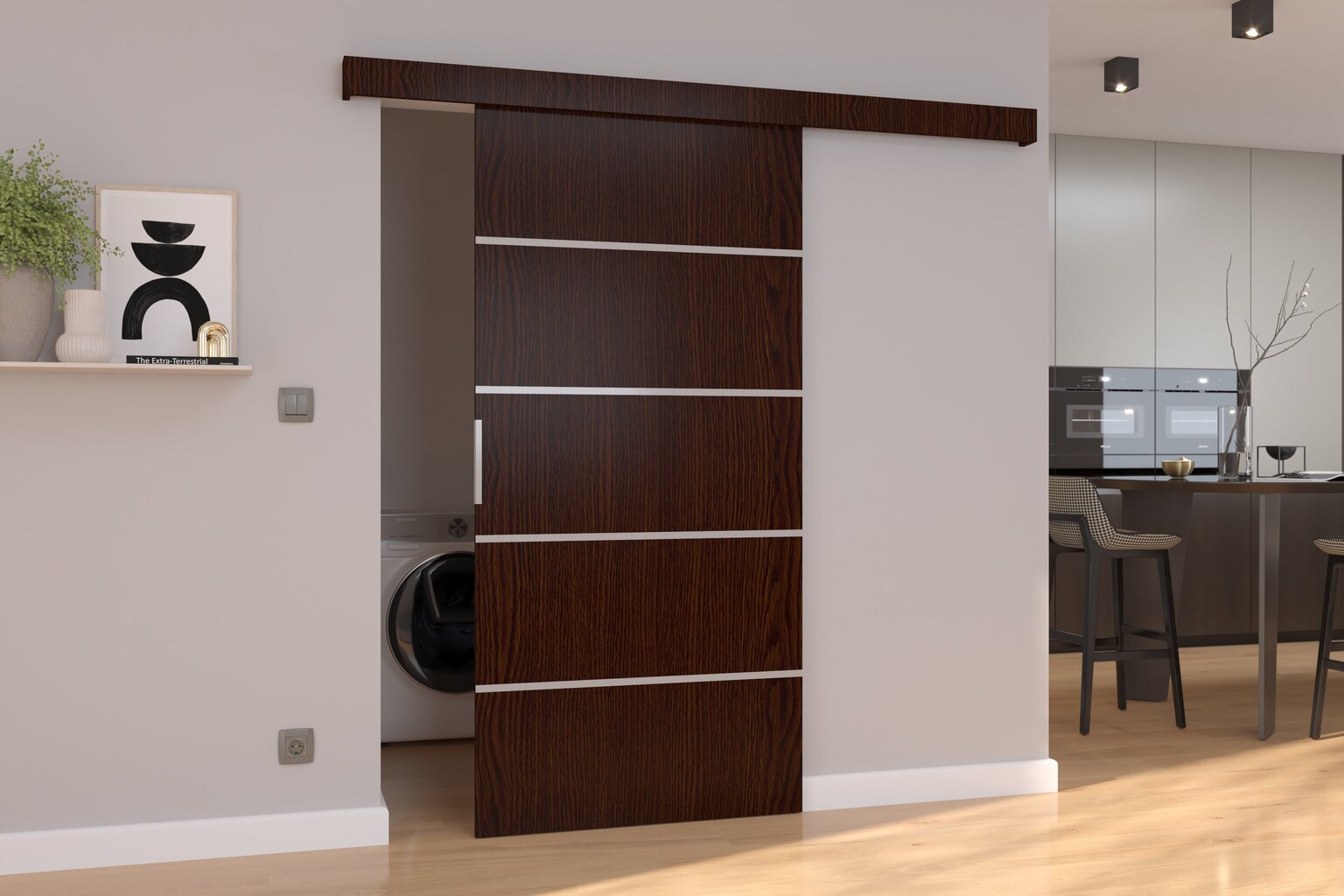 Stumdomos durys nišai ADRK Furniture Biella 76, rudos цена и информация | Spintos | pigu.lt