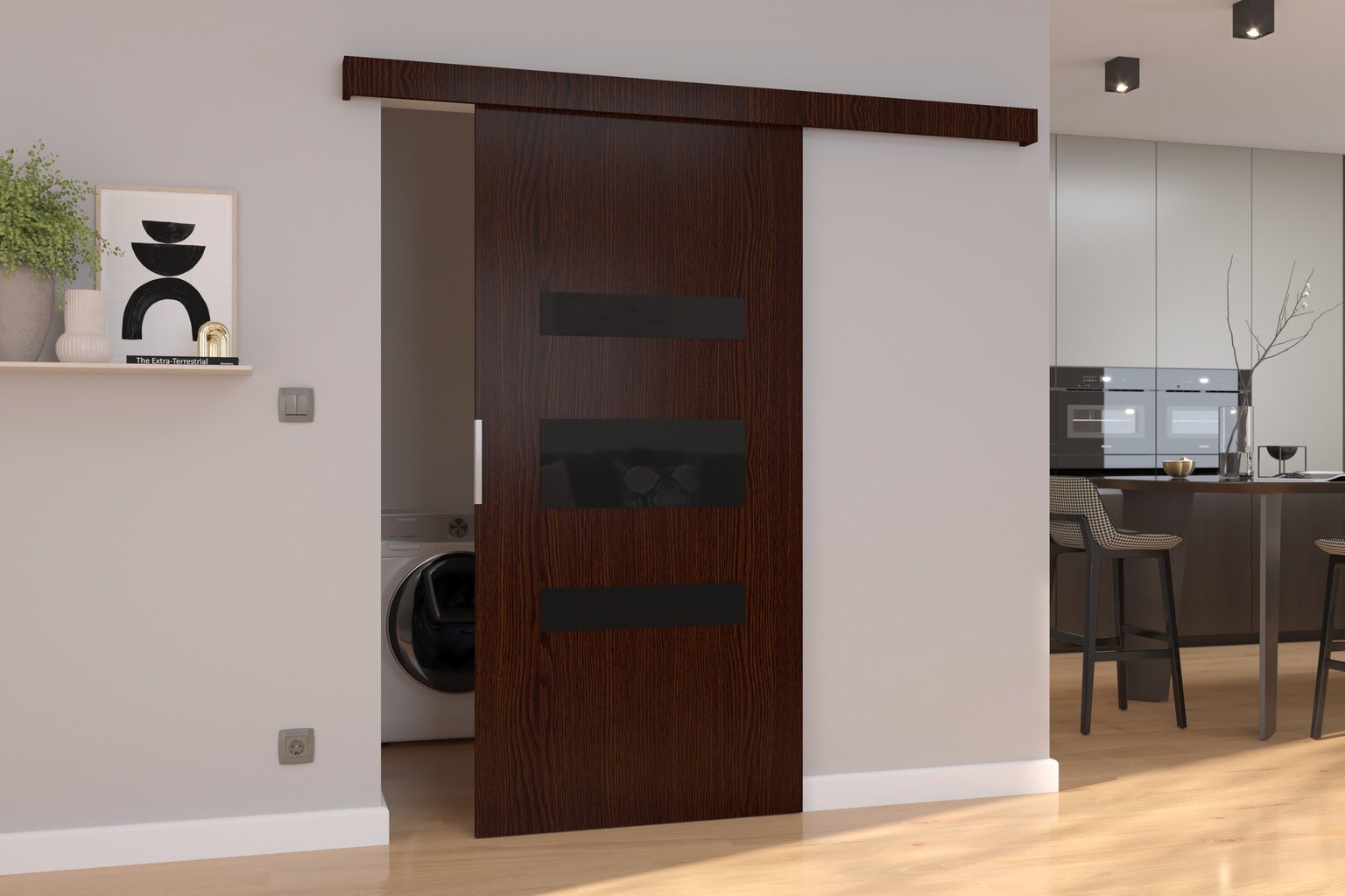 Stumdomos durys nišai ADRK Furniture Desio 106, rudos kaina ir informacija | Spintos | pigu.lt
