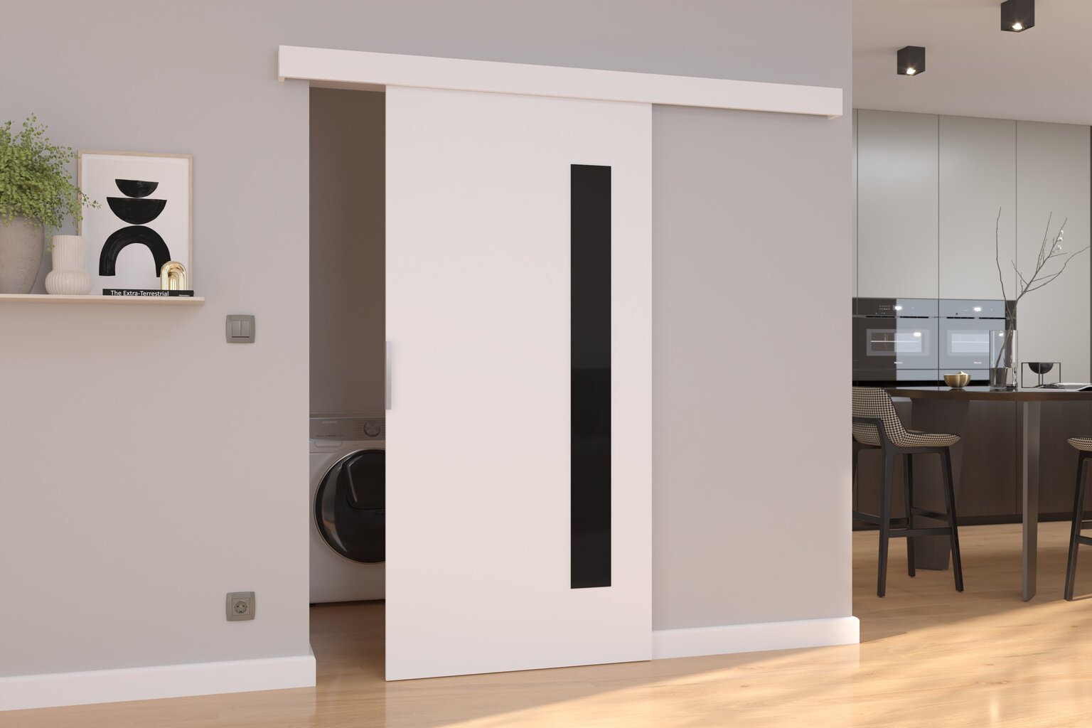 Stumdomos durys nišai ADRK Furniture Gela 106, baltos kaina ir informacija | Spintos | pigu.lt