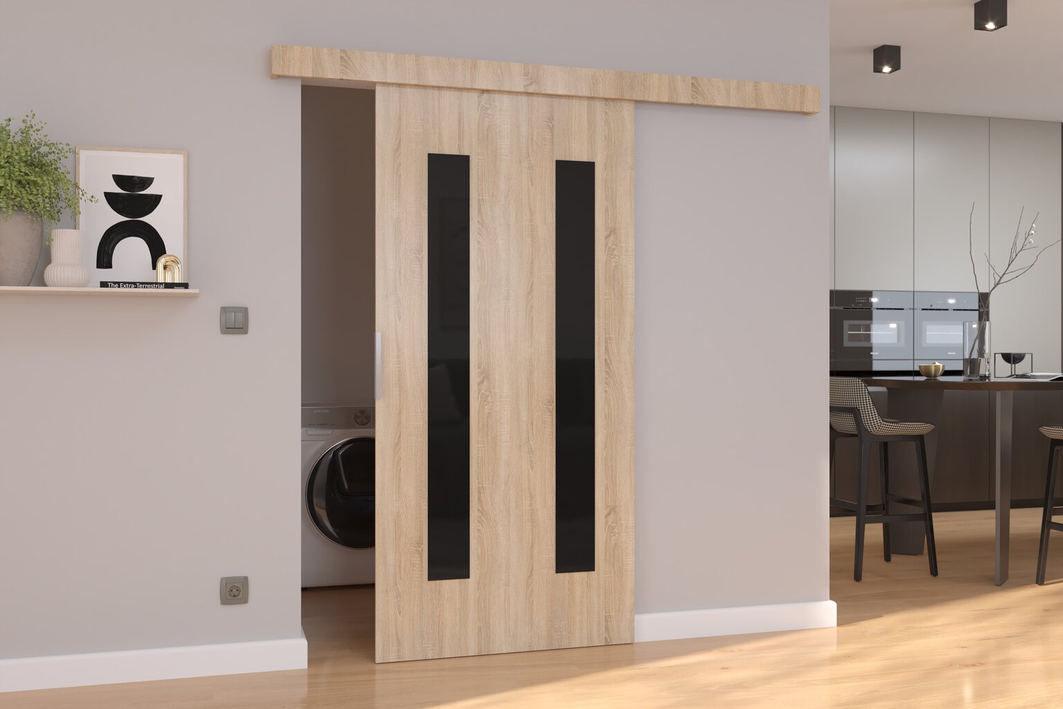 Stumdomos durys nišai ADRK Furniture Hers 76, rudos kaina ir informacija | Spintos | pigu.lt