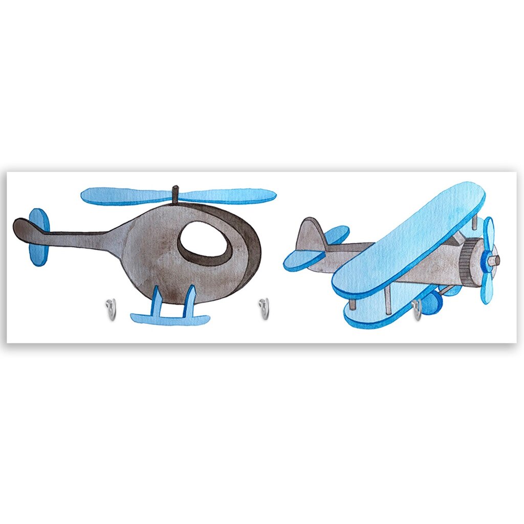 Sieninė kabykla, Lėktuvas ir sraigtasparnis, 90x30cm kaina ir informacija | Drabužių kabyklos | pigu.lt