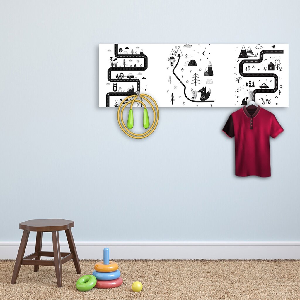 Sieninė kabykla, Vaikų tema, 70x25cm kaina ir informacija | Drabužių kabyklos | pigu.lt