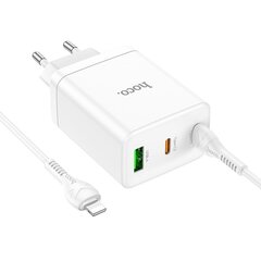 Сетевая зарядка Hoco N33 1xUSB-A/2xType-C 35W белая цена и информация | Зарядные устройства для телефонов | pigu.lt