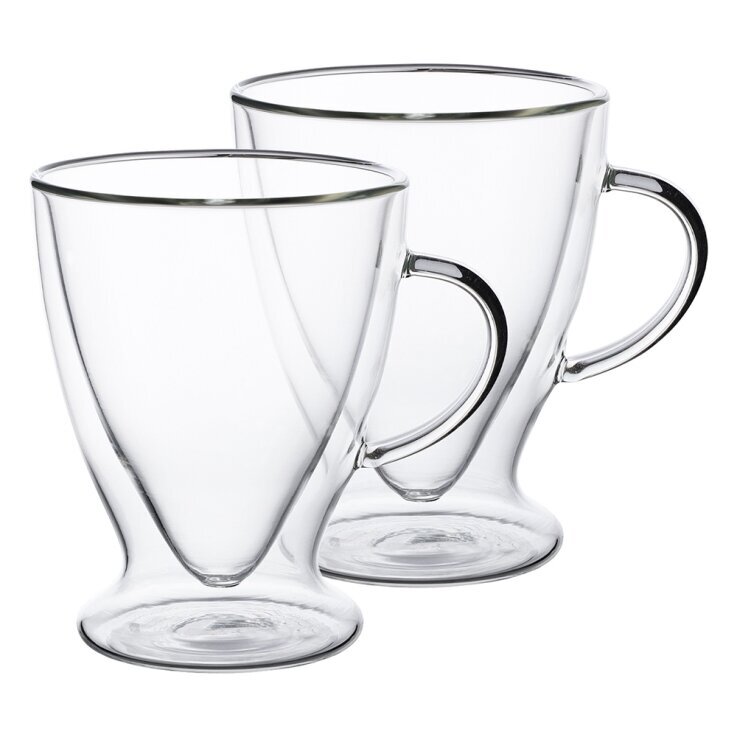 Dviejų dvigubo stiklo puodelių rinkinys 300 ML, skaidrus kaina ir informacija | Taurės, puodeliai, ąsočiai | pigu.lt