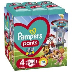 Подгузники-трусики PAMPERS Pants Paw Patrol, 4 (9-15кг), 144 шт. цена и информация | Подгузники | pigu.lt