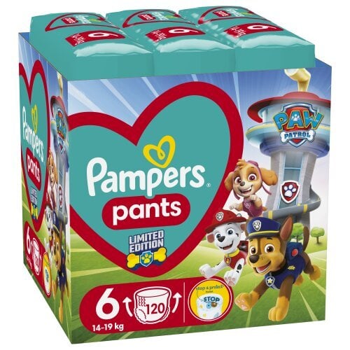 Sauskelnės-kelnaitės Pampers Pants Paw Patrol, 6 (14-19kg), 120 vnt. цена и информация | Sauskelnės | pigu.lt