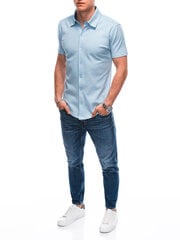 рубашка мужская трикотажная с коротким рукавом к519 - синяя цена и информация | Мужские рубашки | pigu.lt