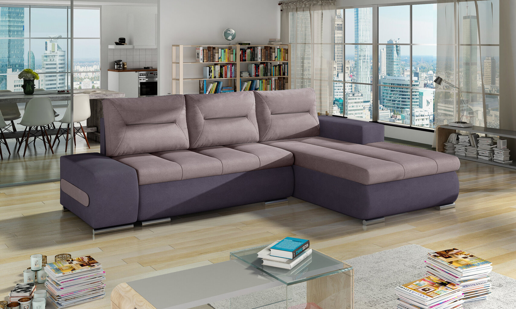 Dešininė kampinė sofa Eltap Ottavio, rožinė/violetinė цена и информация | Minkšti kampai | pigu.lt