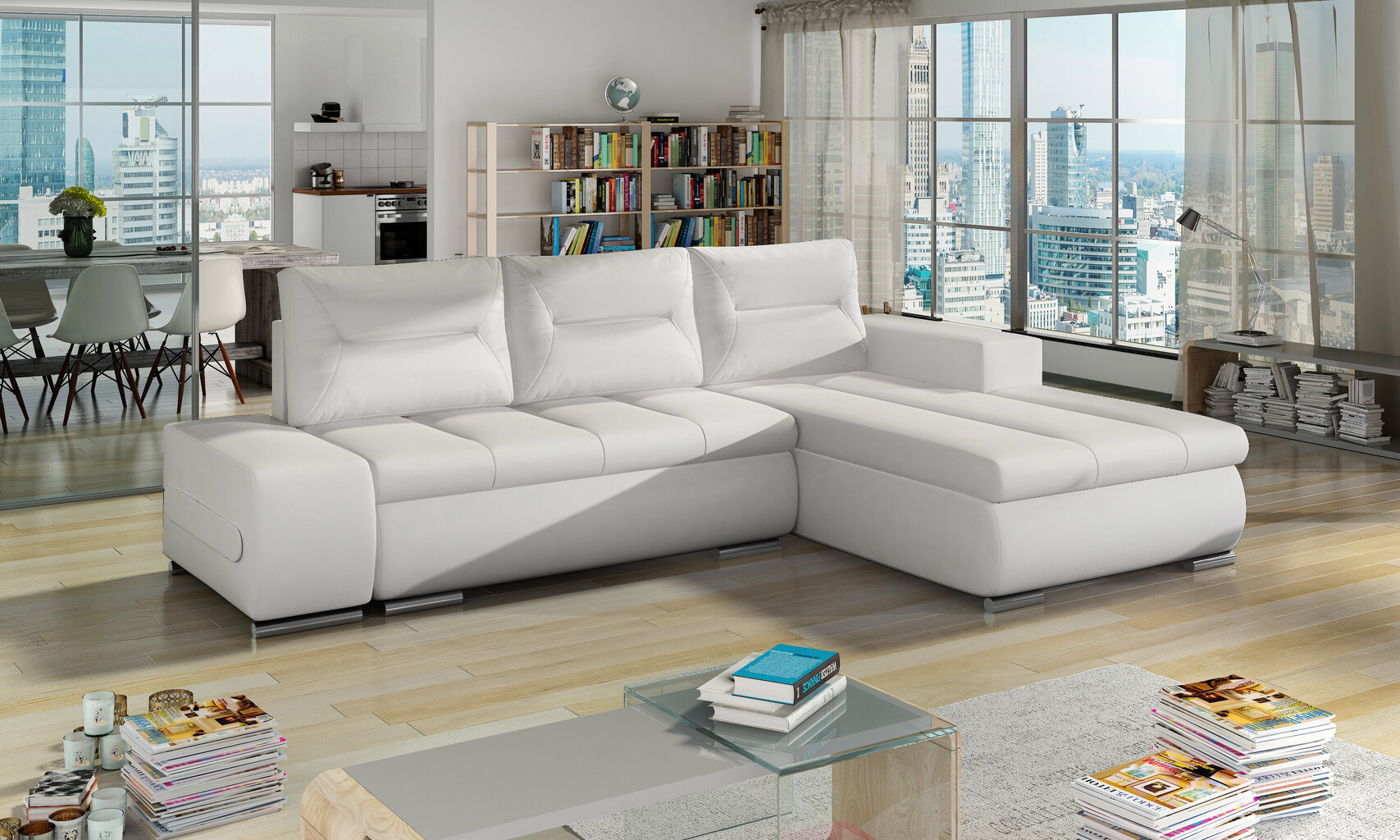 Dešininė kampinė sofa Eltap Ottavio, balta kaina ir informacija | Minkšti kampai | pigu.lt