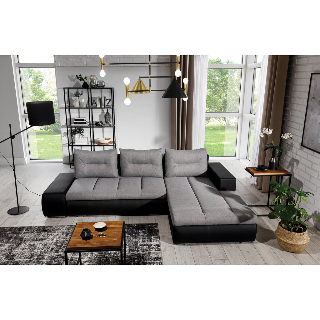 Dešininė kampinė sofa Eltap Ottavio, pilka/juoda цена и информация | Minkšti kampai | pigu.lt