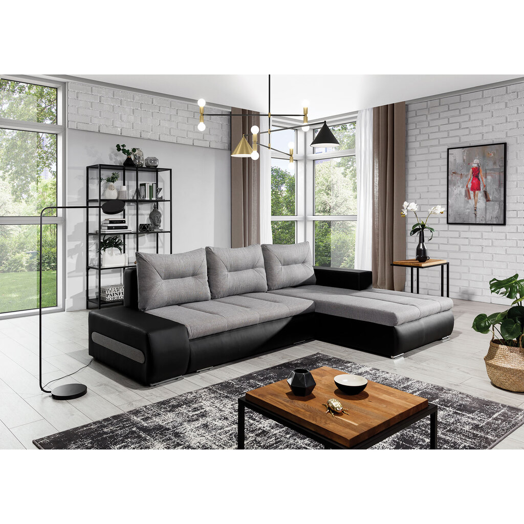 Dešininė kampinė sofa Eltap Ottavio, pilka/juoda цена и информация | Minkšti kampai | pigu.lt