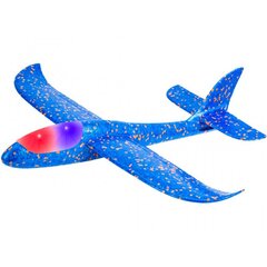 Putplasčio aerodinaminis lėktuvas 48 cm su LED šviesa - mėlynas kaina ir informacija | Žaislai berniukams | pigu.lt