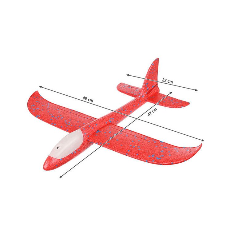 Putplasčio aerodinaminis lėktuvas 48 cm su LED, raudona цена и информация | Žaislai berniukams | pigu.lt