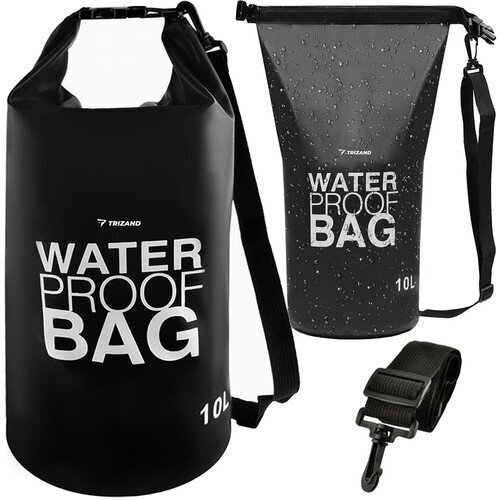 Vandeniui atsparus krepšys 10l juodas цена и информация | Vandeniui atsparūs maišai, apsiaustai nuo lietaus | pigu.lt