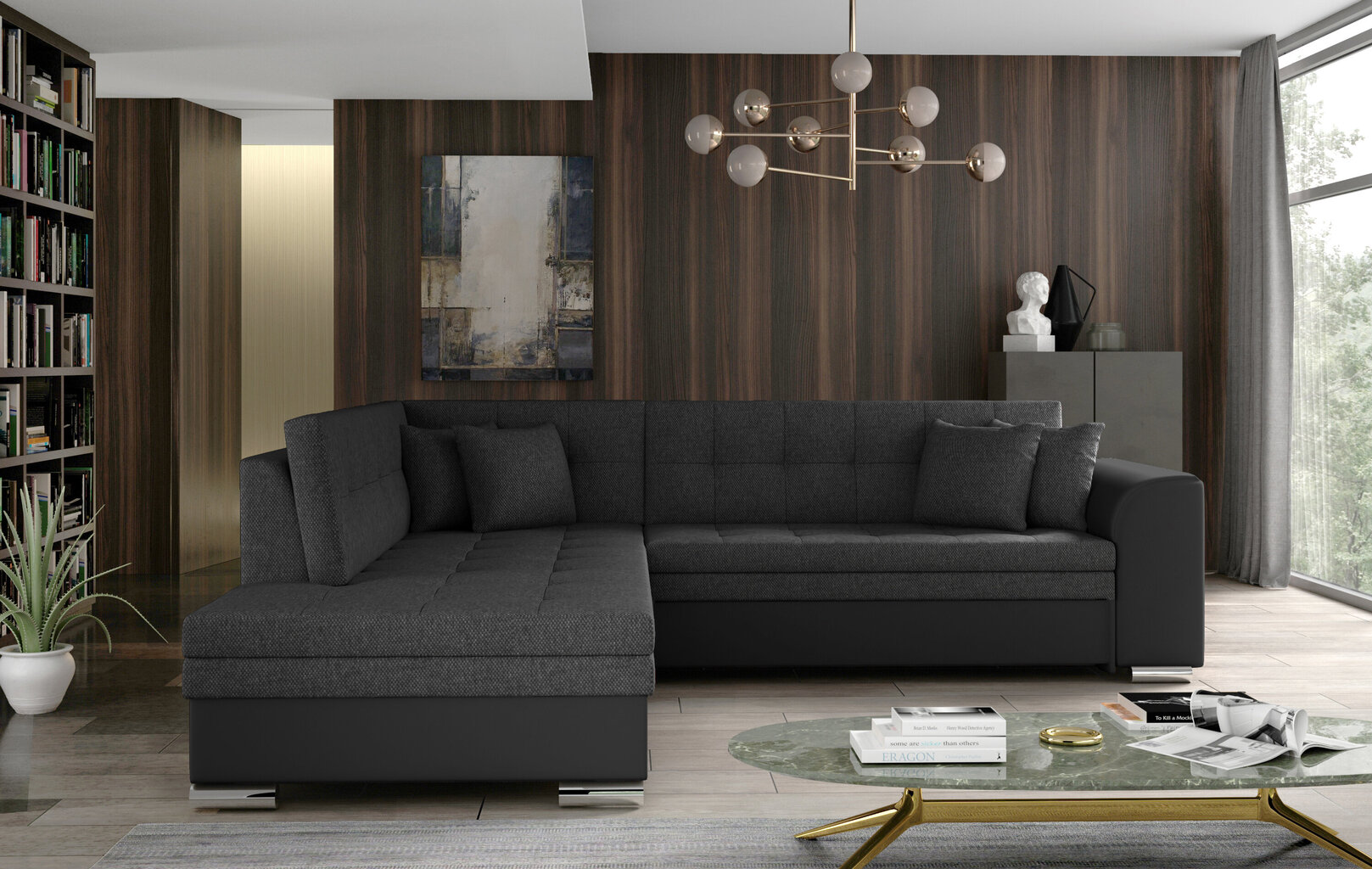 Kairinė kampinė sofa Pieretta, tamsiai pilka цена и информация | Minkšti kampai | pigu.lt