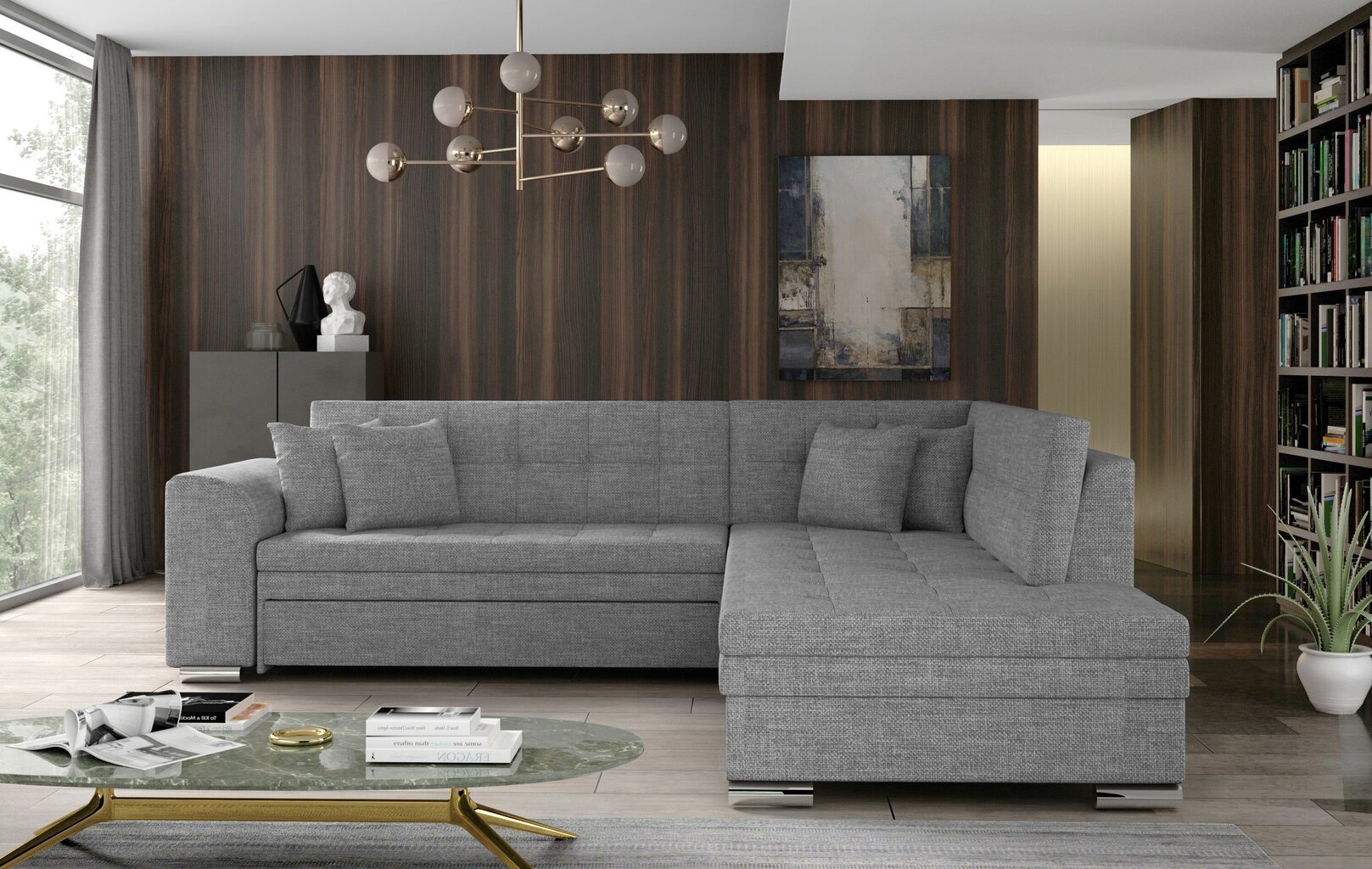 Dešininė kampinė sofa Pieretta, pilka цена и информация | Minkšti kampai | pigu.lt