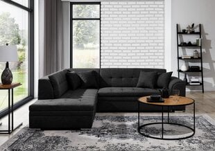 Kairinė kampinė sofa Pieretta, juoda kaina ir informacija | Minkšti kampai | pigu.lt