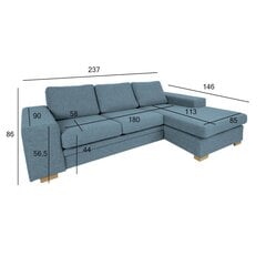 Corner sofa DAGMAR light blue цена и информация | Угловые диваны | pigu.lt