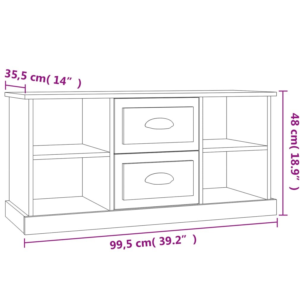 vidaXL Televizoriaus spintelė, betono pilka, 99,5x35,5x48cm, mediena kaina ir informacija | TV staliukai | pigu.lt