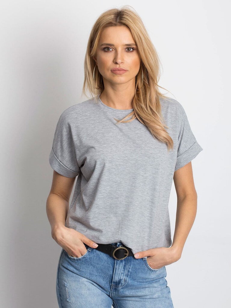 Marškinėliai moterims Basic Feel Good, pilki kaina ir informacija | Marškinėliai moterims | pigu.lt