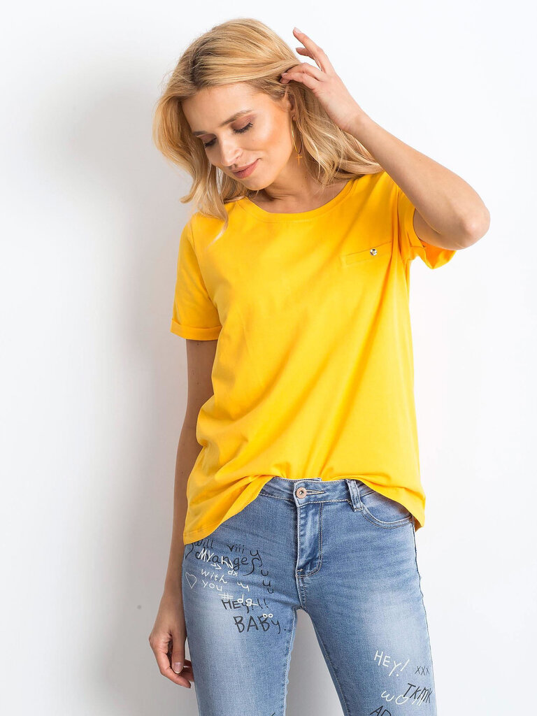 Marškinėliai moterims Basic Feel Good 2016102217046, geltoni kaina ir informacija | Marškinėliai moterims | pigu.lt