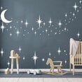 Виниловые белые наклейки на стену Луна и звёзды Ночное небо Декор интерьера для десткой комнаты