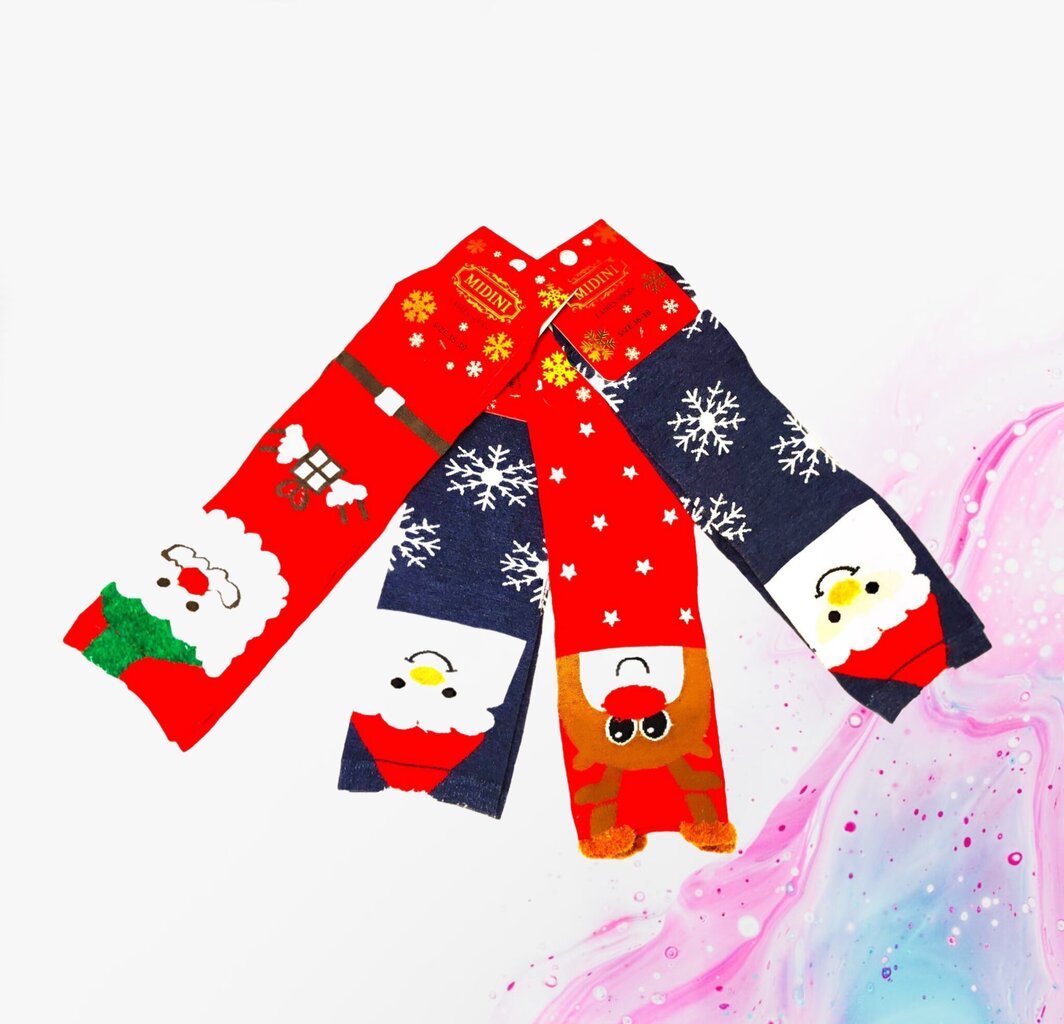 Kalėdinės kojinės moterims, įvairių spalvų, 4 poros kaina ir informacija | Moteriškos kojinės | pigu.lt