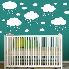 Виниловые наклейки на стену Большие белые облака и капли Декор интерьера для детской комнаты - 72 шт. цена и информация | Интерьерные наклейки | pigu.lt