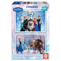 Dviguba dėlionė Frozen, 100 detalių kaina ir informacija | Dėlionės (puzzle) | pigu.lt