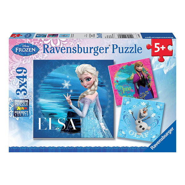 Triguba delionė Ravensburger Ledo šalis (Frozen) 3x49 detalės, 092697 цена и информация | Dėlionės (puzzle) | pigu.lt